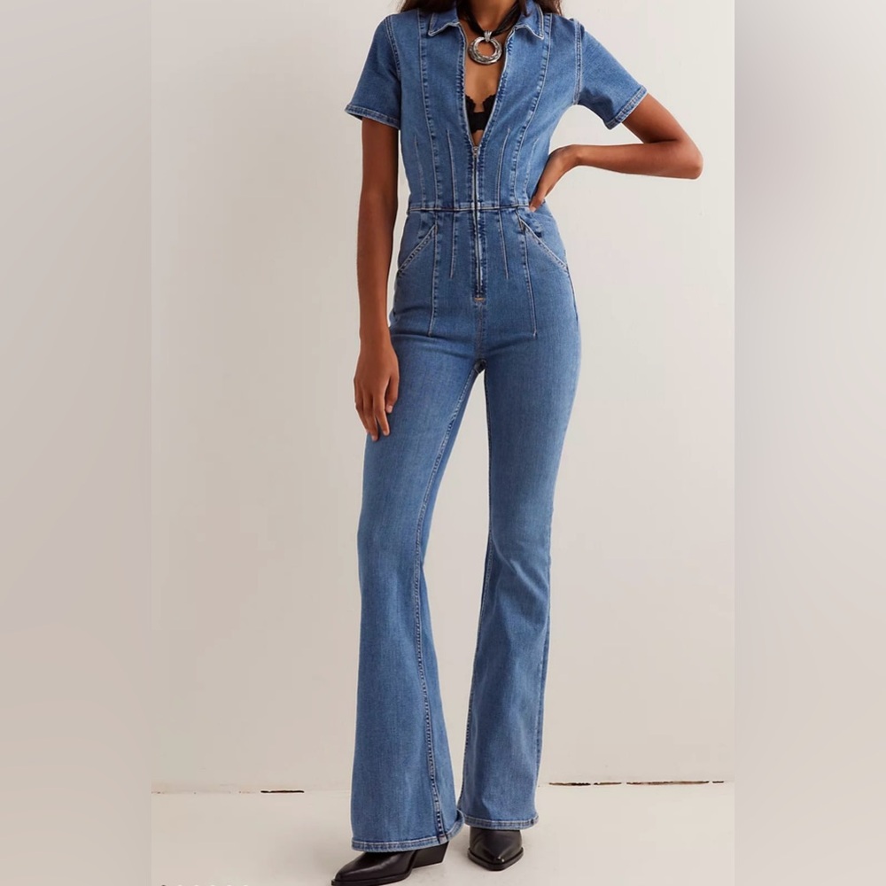 Free People Women's Classic Blue Overalls